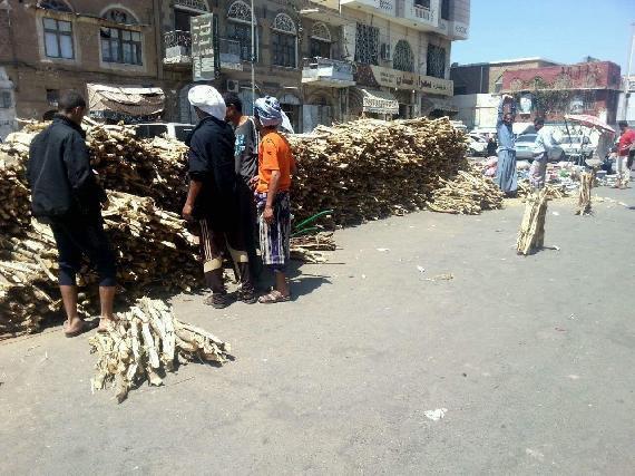 Firewood in place of cooking gas being sold in capital Sanaa